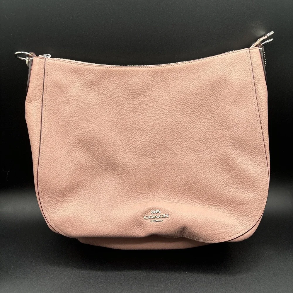 Coach Elle Hobo Bag F31399 Pebbled Leather Baby Light Pink Crossbody Hang‎ Tag